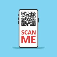 QR code scan icon in flat style. Mobile phone scanning vector illustration on isolated background. Barcode reader sign business concept.