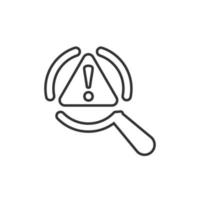 Risk analysis icon in flat style. Exclamation magnifier vector illustration on white isolated background. Attention business concept.