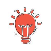 Light bulb icon in comic style. Lightbulb cartoon vector illustration on white isolated background. Energy lamp splash effect sign business concept.