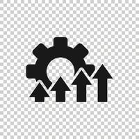 Improvement icon in flat style. Gear project vector illustration on white isolated background. Productivity business concept.