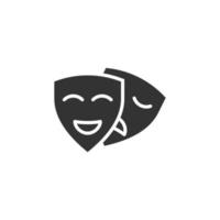 Theater mask icon in flat style. Comedy and tragedy vector illustration on white isolated background. Smile face business concept.