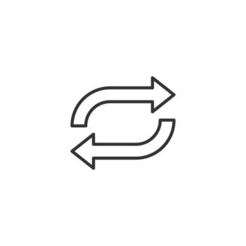 Arrow rotation icon in flat style. Sync action vector illustration on white isolated background. Refresh button business concept.