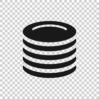 Plate icon in flat style. Dish vector illustration on white isolated background. Tableware business concept.