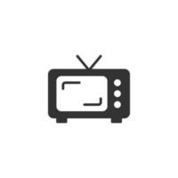 icono de vector de pantalla de tv retro en estilo plano. vieja ilustración de televisión sobre fondo blanco aislado. concepto de negocio de pantalla de televisión.