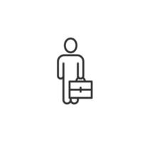 Businessman with briefcase icon in flat style. People manager vector illustration on white isolated background. Employee business concept.