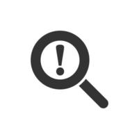 Risk analysis icon in flat style. Exclamation magnifier vector illustration on white isolated background. Attention business concept.