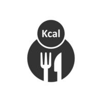 icono de kcal en estilo plano. Ilustración de vector de dieta sobre fondo blanco aislado. concepto de negocio de calorías.