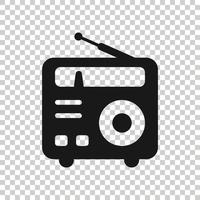 icono de radio en estilo plano. Ilustración de vector de transmisión fm sobre fondo blanco aislado. concepto de negocio de radiodifusión.