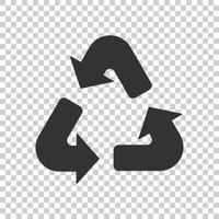 Recycle icon in flat style. Reuse vector illustration on white isolated background. Recycling sign business concept.