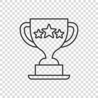 Trophy cup icon in flat style. Goblet prize vector illustration on isolated background. Award sign business concept.