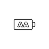 AA battery icon in flat style. Power level vector illustration on white isolated background. Lithium accumulator business concept.