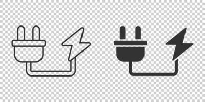 icono de enchufe eléctrico en estilo plano. Ilustración de vector de adaptador de corriente sobre fondo blanco aislado. concepto de negocio de signo de electricista.