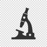 Microscope icon in flat style. Laboratory magnifier vector illustration on isolated background. Biology instrument sign business concept.