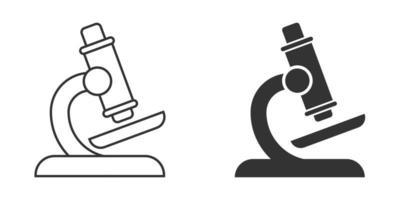 Microscope icon in flat style. Laboratory magnifier vector illustration on isolated background. Biology instrument sign business concept.