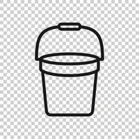 Bucket icon in flat style. Garbage pot vector illustration on white isolated background. Pail business concept.