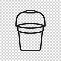 Bucket icon in flat style. Garbage pot vector illustration on white isolated background. Pail business concept.