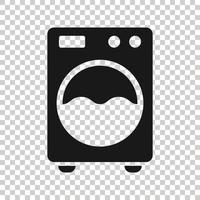 Washing machine icon in flat style. Washer vector illustration on white isolated background. Laundry business concept.