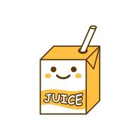 icono de jugo lindo en estilo plano. Ilustración de vector de bebida kawaii sobre fondo blanco aislado. concepto de negocio de contenedor divertido de dibujos animados.