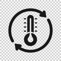 Thermometer climate control icon in flat style. Meteorology balance vector illustration on white isolated background. Hot, cold temperature business concept.