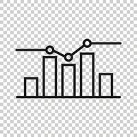 Growing bar graph icon in flat style. Increase arrow vector illustration on white background. Infographic progress business concept.