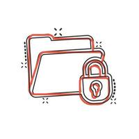 Files folder permission icon in comic style. Document access cartoon vector illustration on isolated background. Secret archive splash effect sign business concept.