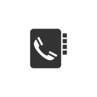 icono de la libreta de direcciones en estilo plano. Ilustración de vector de portátil de teléfono sobre fondo blanco aislado. concepto de negocio de contacto de línea directa.