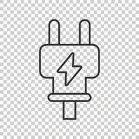 Electric plug icon in flat style. Power adapter vector illustration on white isolated background. Electrician sign business concept.