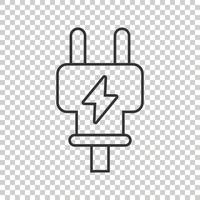 icono de enchufe eléctrico en estilo plano. Ilustración de vector de adaptador de corriente sobre fondo blanco aislado. concepto de negocio de signo de electricista.