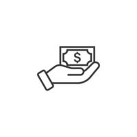 Remuneration icon in flat style. Money in hand vector illustration on white isolated background. Banknote payroll business concept.