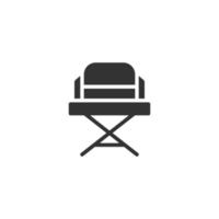 icono de silla de director en estilo plano. ilustración de vector de asiento de productor sobre fondo blanco aislado. concepto de negocio de películas.