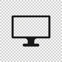 Monitor icon in flat style. Television sign vector illustration on white isolated background. Display business concept.