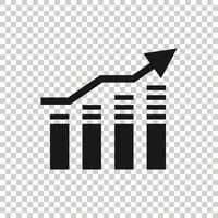 Chart graph icon in flat style. Arrow grow vector illustration on white isolated background. Analysis business concept.