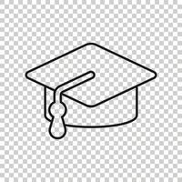 icono de sombrero de graduación en estilo plano. Ilustración de vector de gorra de estudiante sobre fondo blanco aislado. concepto de negocio universitario.