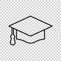 icono de sombrero de graduación en estilo plano. Ilustración de vector de gorra de estudiante sobre fondo blanco aislado. concepto de negocio universitario.