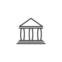 Bank building icon in flat style. Government architecture vector illustration on white background. Museum exterior business concept.