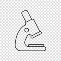 Microscope icon in flat style. Laboratory magnifier vector illustration on isolated background. Biology instrument sign business concept.