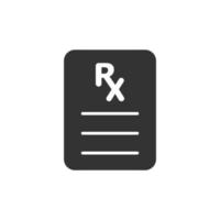 Prescription icon in flat style. Rx document vector illustration on white isolated background. Paper business concept.