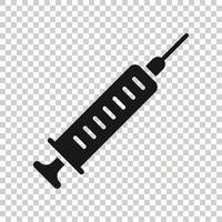 Syringe icon in flat style. Inject needle vector illustration on white isolated background. Drug dose business concept.