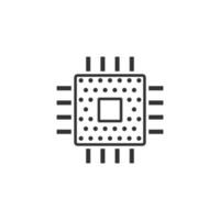 Computer cpu icon in flat style. Circuit board vector illustration on white isolated background. Motherboard chip business concept.