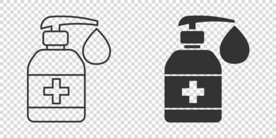 Hand sanitizer icon in flat style. Antiseptic bottle vector illustration on isolated background. Disinfect gel sign business concept.