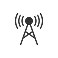 Antenna tower icon in flat style. Broadcasting vector illustration on white isolated background. Wifi business concept.