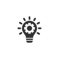 Innovation icon in flat style. Lightbulb with cogwheel vector illustration on white isolated background. Idea business concept.