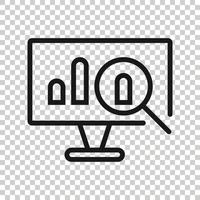 Website analytics icon in flat style. SEO data vector illustration on white isolated background. Computer diagram business concept.