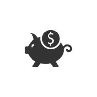 Money box icon in flat style. Pig container vector illustration on white isolated background. Piggy bank business concept.
