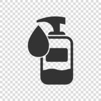 Hand sanitizer icon in flat style. Antiseptic bottle vector illustration on isolated background. Disinfect gel sign business concept.
