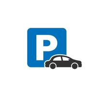 Car parking icon in flat style. Auto stand vector illustration on white isolated background. Roadsign business concept.