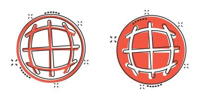 Earth planet icon in comic style. Globe geographic cartoon vector illustration on white isolated background. Global communication splash effect business concept.