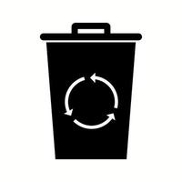 icono de glifo de vector de papelera de reciclaje único