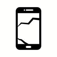 Unique Broken Cell Phone Vector Glyph Icon