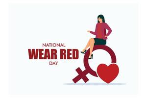 Vector illustration on the theme of National Wear Red day on February 7th, flat vector modern illustration